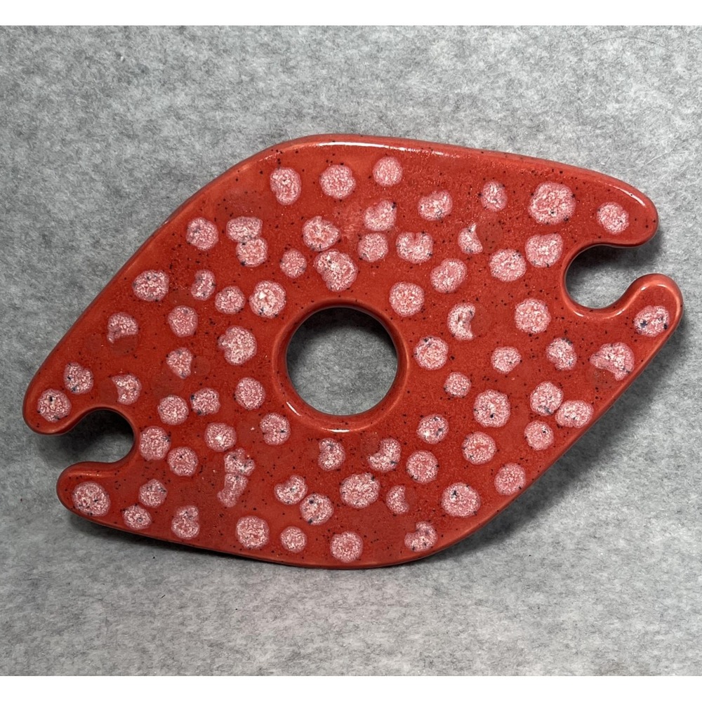 Handmade Ceramic Wine‎ Bottle Holder Red Pink Polka Dot Glaze Barware Caddy Gift